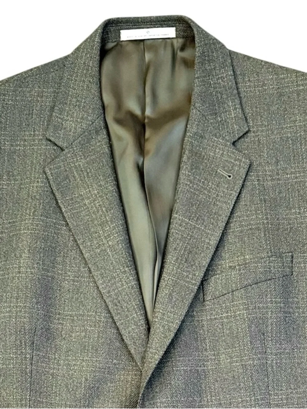 Vintage Joseph Abboud 43R Dark Green Windowpane Plaid Sport Coat Lambswool GFT